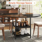 Kitchen Table Dining Table for 4 with Storage Shelf Metal Legs Wood Table Top for Home Dining Room Living Room