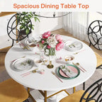 Kitchen Table Dining Table for 4 with Storage Shelf Metal Legs Wood Table Top for Home Dining Room Living Room