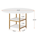 Kitchen Table Dining Table for 4 with Storage Shelf Metal Legs Wood Table Top for Home Dining Room Living Room