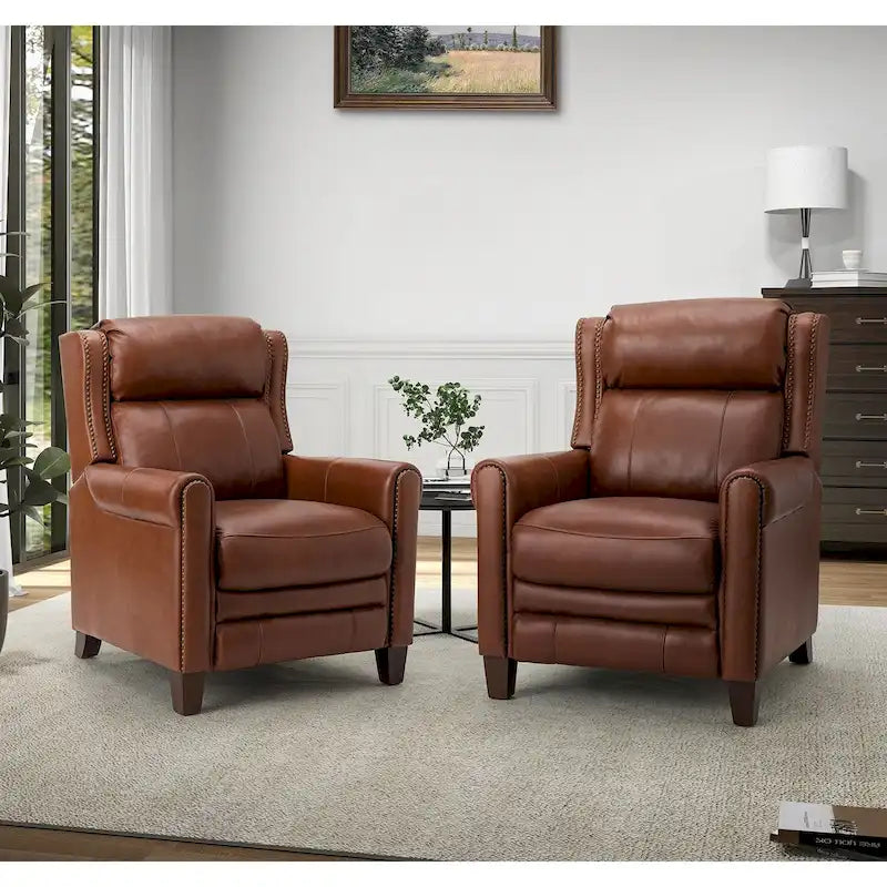 Felisa 32.48 Wide Genuine Leather Manual Recline Set of 2