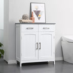 kleankin Bathroom Floor Cabinet, Freestanding Linen Cabinet, Storage Cupboard with 2 Drawers, Double Doors