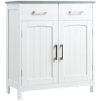 kleankin Bathroom Floor Cabinet, Freestanding Linen Cabinet, Storage Cupboard with 2 Drawers, Double Doors