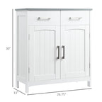 kleankin Bathroom Floor Cabinet, Freestanding Linen Cabinet, Storage Cupboard with 2 Drawers, Double Doors