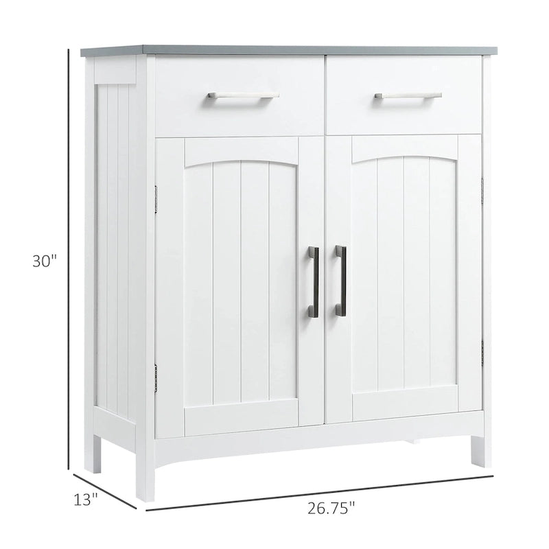 kleankin Bathroom Floor Cabinet, Freestanding Linen Cabinet, Storage Cupboard with 2 Drawers, Double Doors