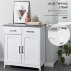 kleankin Bathroom Floor Cabinet, Freestanding Linen Cabinet, Storage Cupboard with 2 Drawers, Double Doors