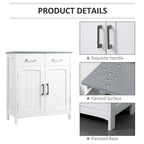 kleankin Bathroom Floor Cabinet, Freestanding Linen Cabinet, Storage Cupboard with 2 Drawers, Double Doors