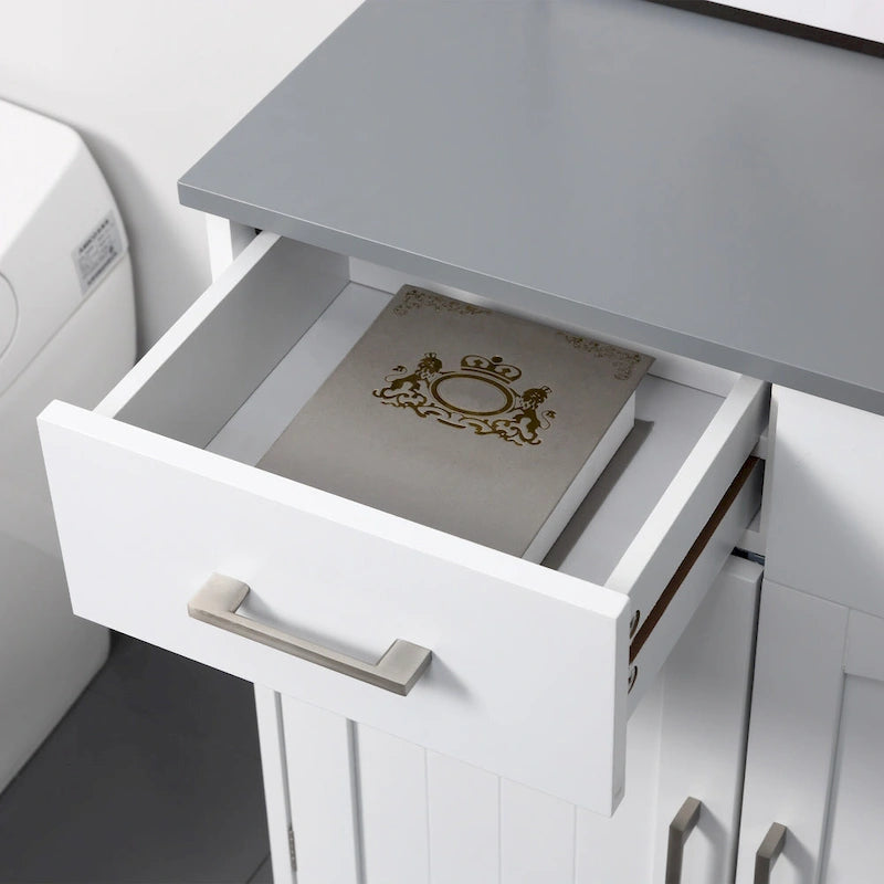 kleankin Bathroom Floor Cabinet, Freestanding Linen Cabinet, Storage Cupboard with 2 Drawers, Double Doors