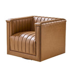 Esteban Modern Leather Upholstered Swivel Barrel Chair by HULALA HOME