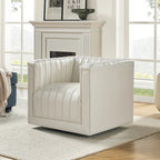 Esteban Modern Leather Upholstered Swivel Barrel Chair by HULALA HOME