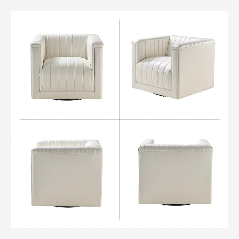Esteban Modern Leather Upholstered Swivel Barrel Chair by HULALA HOME