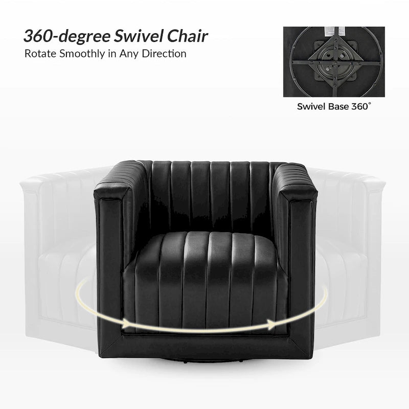 Esteban Modern Leather Upholstered Swivel Barrel Chair by HULALA HOME