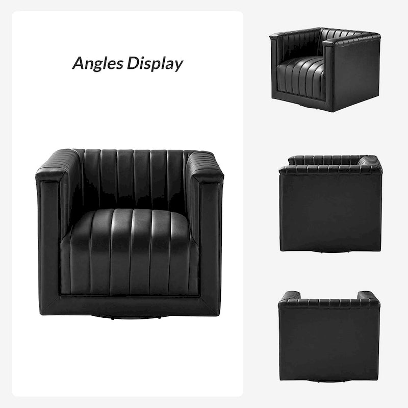 Esteban Modern Leather Upholstered Swivel Barrel Chair by HULALA HOME