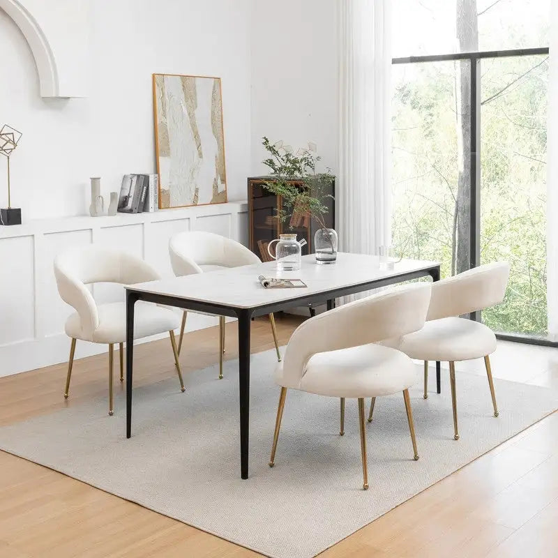 SEYNAR Mid Century Modern Velvet Upolstered Open-Back Dining Chair Set of 4