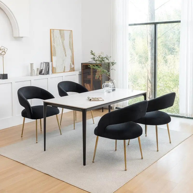 SEYNAR Mid Century Modern Velvet Upolstered Open-Back Dining Chair Set of 4