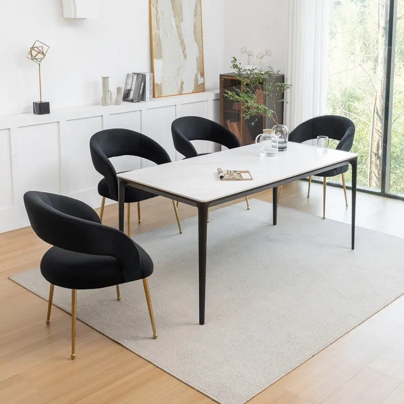 SEYNAR Mid Century Modern Velvet Upolstered Open-Back Dining Chair Set of 4