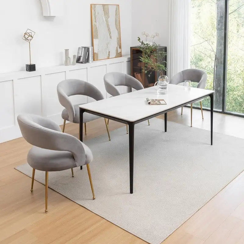 SEYNAR Mid Century Modern Velvet Upolstered Open-Back Dining Chair Set of 4