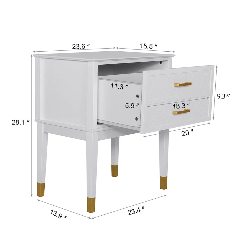 End Table with Storage Drawer Tall Nightstand Side Table Wooden Legs Bedside Night Table Storage in Bedroom and Living Room