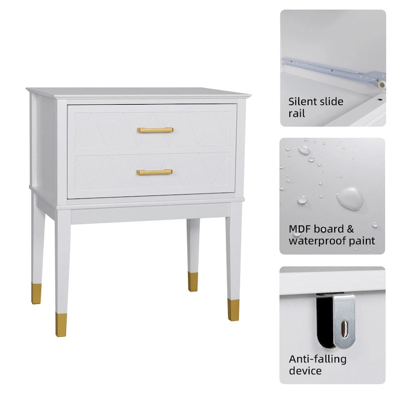 End Table with Storage Drawer Tall Nightstand Side Table Wooden Legs Bedside Night Table Storage in Bedroom and Living Room