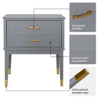 End Table with Storage Drawer Tall Nightstand Side Table Wooden Legs Bedside Night Table Storage in Bedroom and Living Room