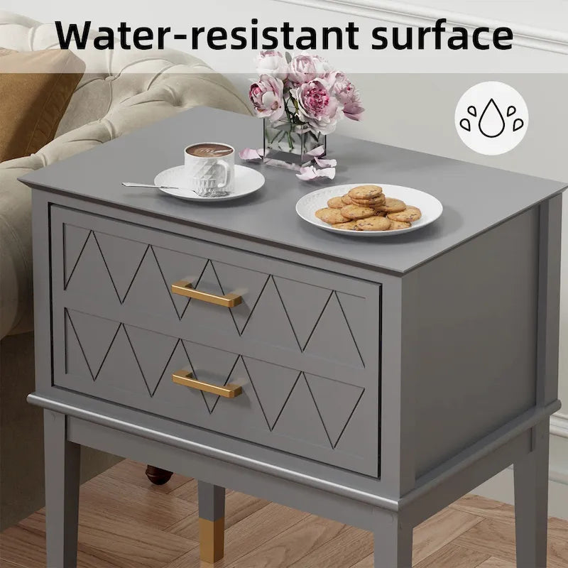 End Table with Storage Drawer Tall Nightstand Side Table Wooden Legs Bedside Night Table Storage in Bedroom and Living Room