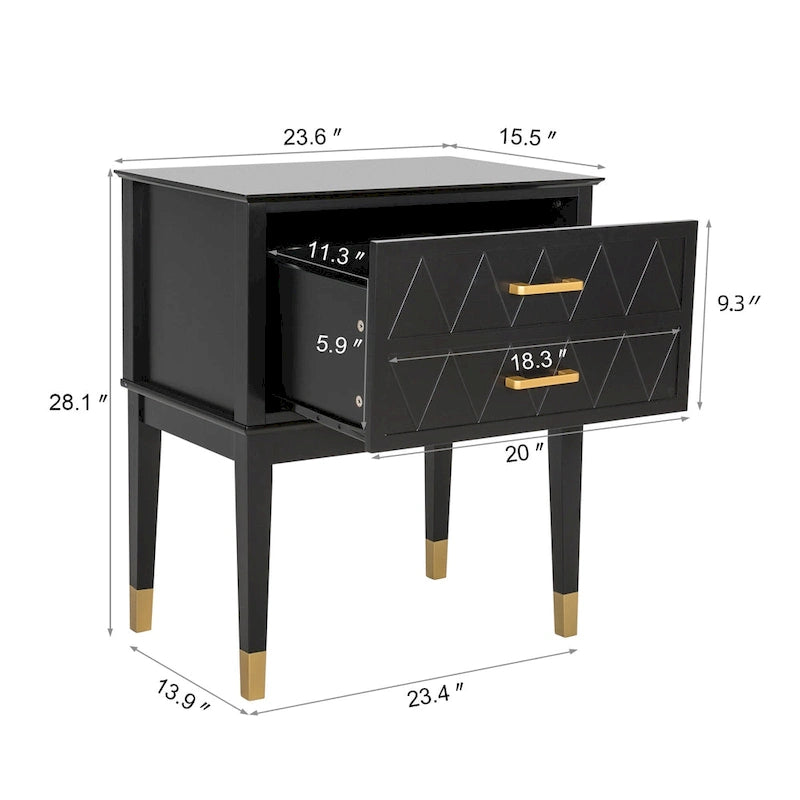 End Table with Storage Drawer Tall Nightstand Side Table Wooden Legs Bedside Night Table Storage in Bedroom and Living Room