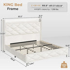LED Bed Frame with 51.2 Tall Headboard Charging Station