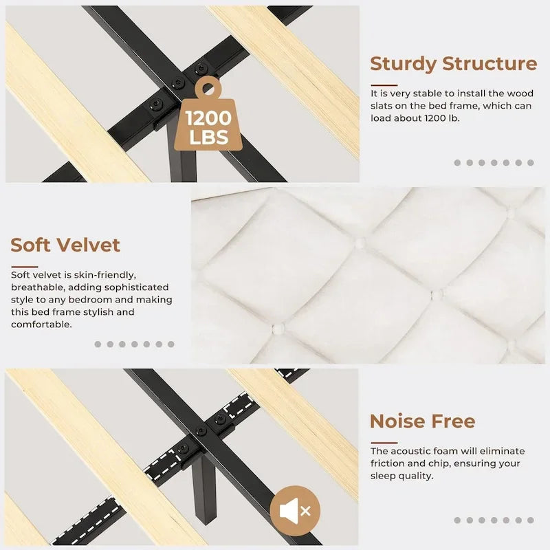 LED Bed Frame with 51.2 Tall Headboard Charging Station