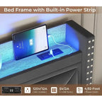 LED Bed Frame with 51.2 Tall Headboard Charging Station