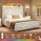 LED Bed Frame with 51.2 Tall Headboard Charging Station