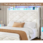 LED Bed Frame with 51.2 Tall Headboard Charging Station