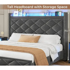 LED Bed Frame with 51.2 Tall Headboard Charging Station