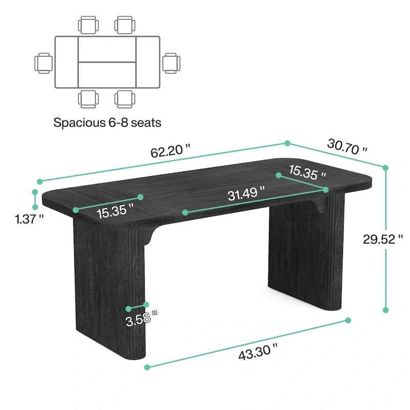 62-inch Rectangular Dining Table for 4-6, Modern Simple Kitchen Dinner Tables for Dining Room