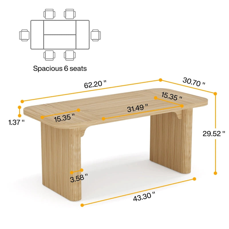 62-inch Rectangular Dining Table for 4-6, Modern Simple Kitchen Dinner Tables for Dining Room