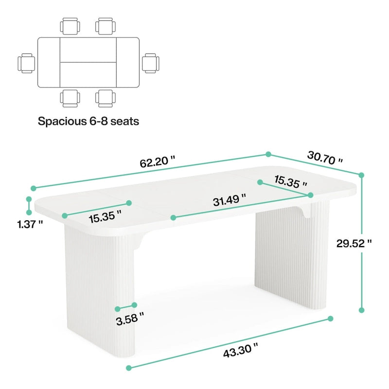 62-inch Rectangular Dining Table for 4-6, Modern Simple Kitchen Dinner Tables for Dining Room