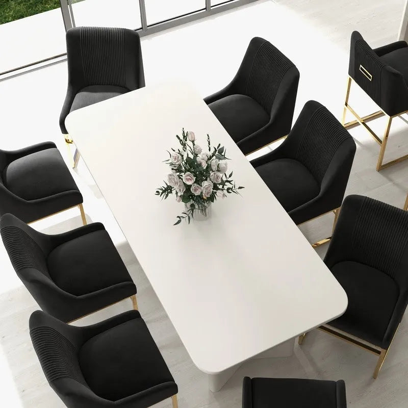 SEYNAR Contempoary Velvet Dining Chair with Metal Frame Legs, set of 8