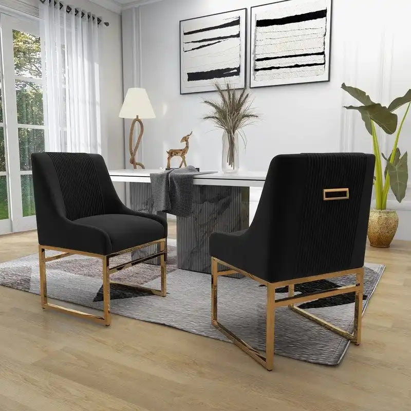 SEYNAR Contempoary Velvet Dining Chair with Metal Frame Legs, set of 8