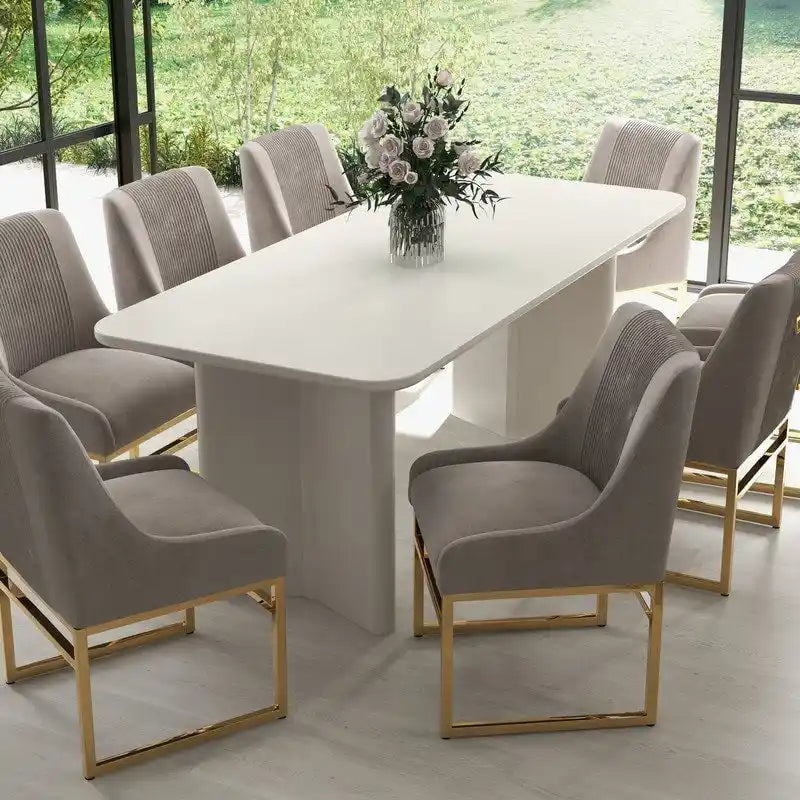 SEYNAR Contempoary Velvet Dining Chair with Metal Frame Legs, set of 8