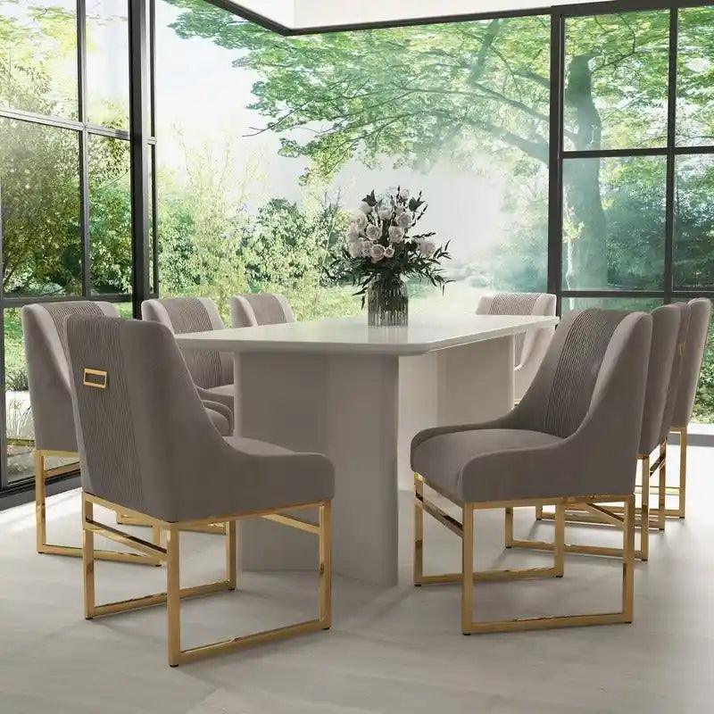 SEYNAR Contempoary Velvet Dining Chair with Metal Frame Legs, set of 8