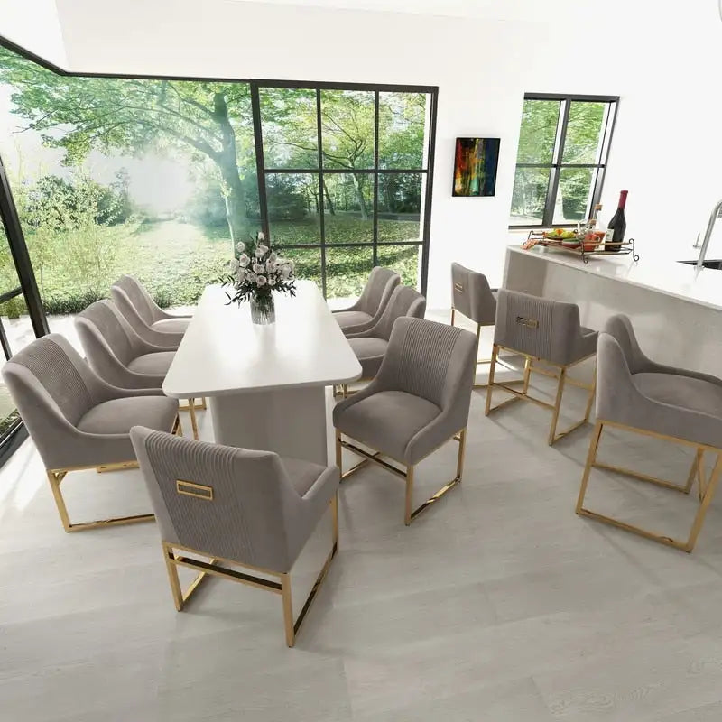 SEYNAR Contempoary Velvet Dining Chair with Metal Frame Legs, set of 8