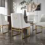 SEYNAR Contempoary Velvet Dining Chair with Metal Frame Legs, set of 8