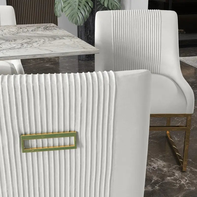 SEYNAR Contempoary Velvet Dining Chair with Metal Frame Legs, set of 8