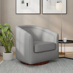 Barrel Accent Chair with 360 Swivel Vinyl Wrapped Base