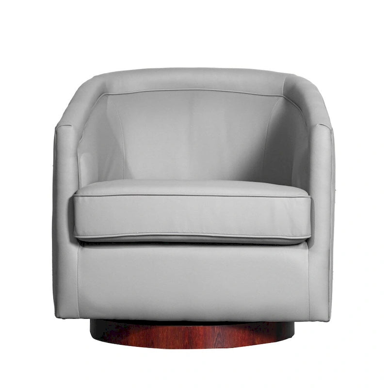 Barrel Accent Chair with 360 Swivel Vinyl Wrapped Base