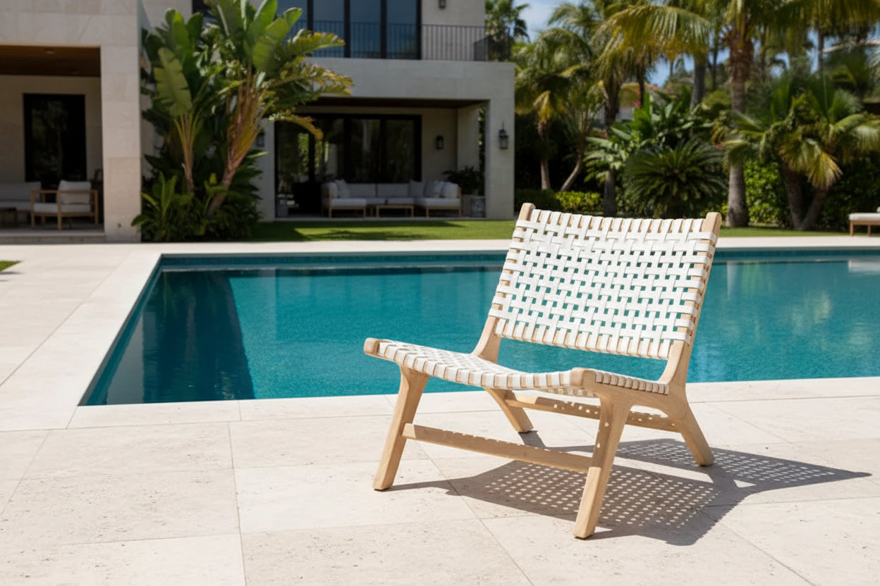 SAFAVIEH Theodora Leather Woven Accent Chair - 25.2 W x 31.5 L x 26.8 H - 25Wx31Dx27H