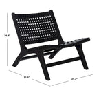 SAFAVIEH Theodora Leather Woven Accent Chair - 25.2 W x 31.5 L x 26.8 H - 25Wx31Dx27H