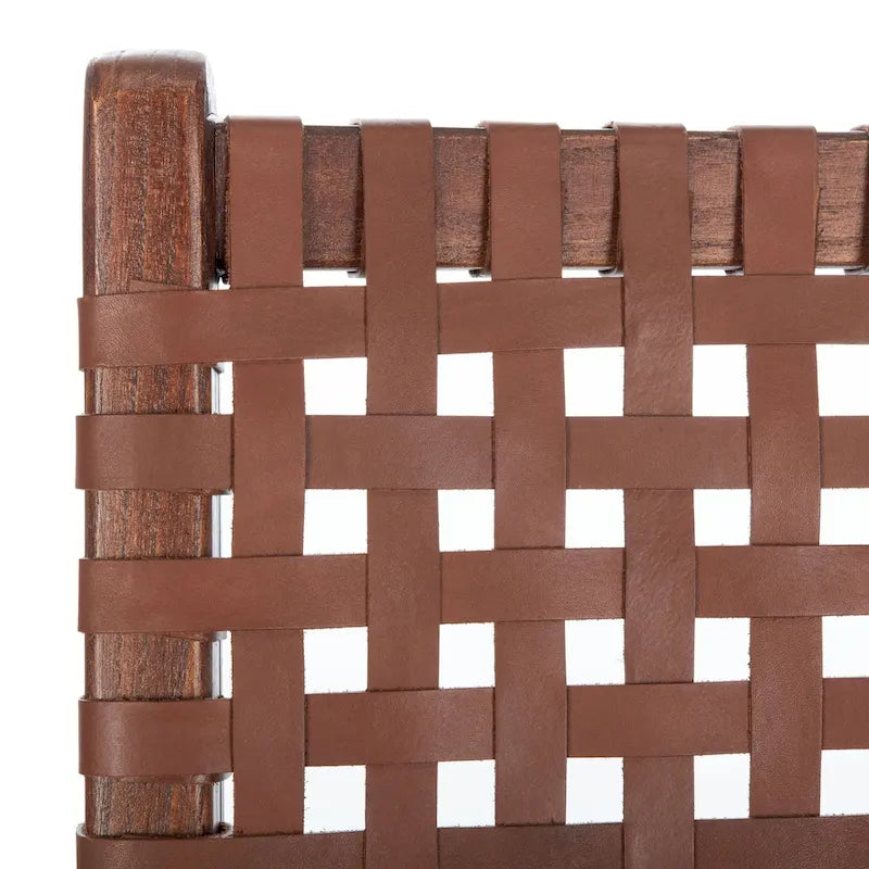 SAFAVIEH Theodora Leather Woven Accent Chair - 25.2 W x 31.5 L x 26.8 H - 25Wx31Dx27H