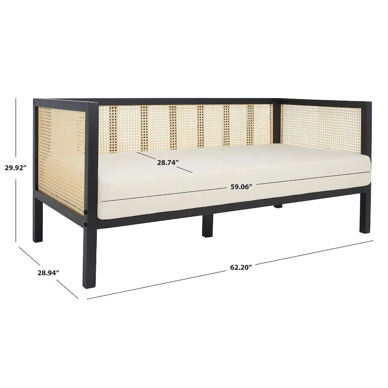 SAFAVIEH Mandie Rattan Sofa - 29 W x 62 D x 30 H - 29Wx62Dx29H