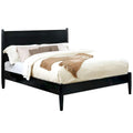 Wooden California King Size Bed with Panel Headboard, Black