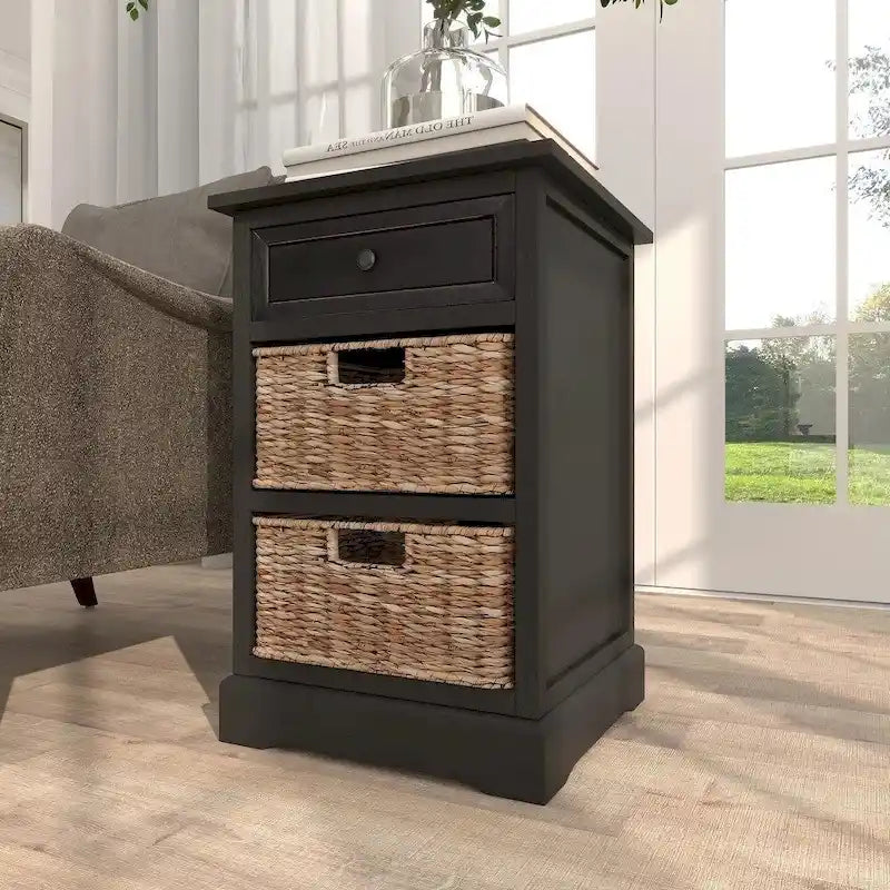 Dana Point 3-drawer Storage Wood Side Table Nightstand