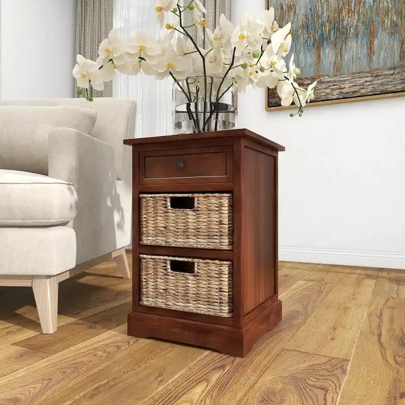 Dana Point 3-drawer Storage Wood Side Table Nightstand